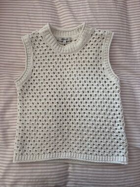 Madewell White Crochet Knit Cropped Sleeveless Tank Top